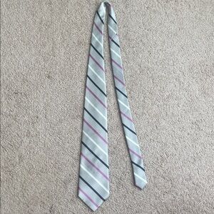 Knightsbridge Classic Striped Men's Tie in Gray and Pink